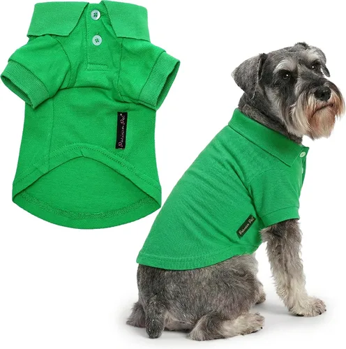 Vista 14 de Camisas Polo Parisian Pet - Camisa de Algodón Transpirable para Perros - Azul Sólido, Ropa de Verano con Capucha - Cuello con Botón para Perros