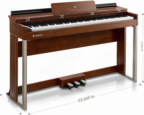 Vista 9 de Donner Piano digital con 88 teclas dinámicas graduadas de acción de martillo con teclado ponderado, piano digital vertical DDP-200 para profesional