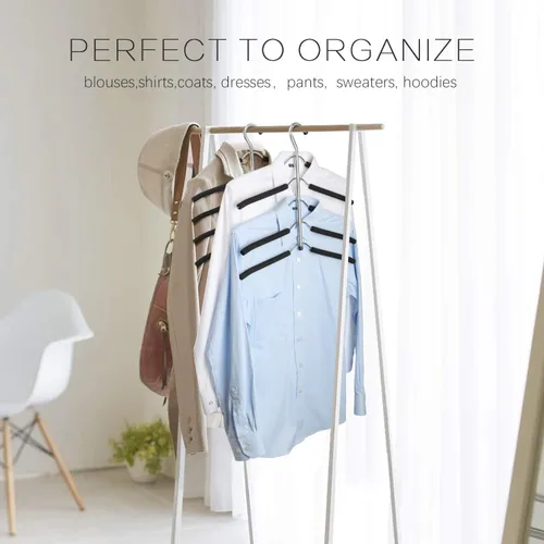 Vista 2 de DOIOWN Perchas de acero inoxidable para colgar camisas, perchas para colgar blusas, para árboles, perchas para ropa, perchas antideslizantes