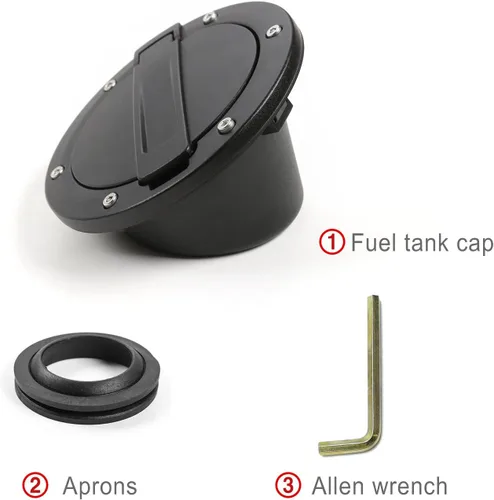 Vista 4 de Tapa de tanque de combustible JeCar para puerta de llenado de Jeep Wrangler JK & Unlimited 2007-2018