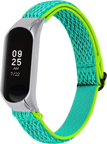 Vista 9 de Mi Band 3 pulsera elástica, 5.3 "-8.3" correa ajustable transpirable suave de nylon banda elástica de reemplazo con marco de metal compatible con Mi