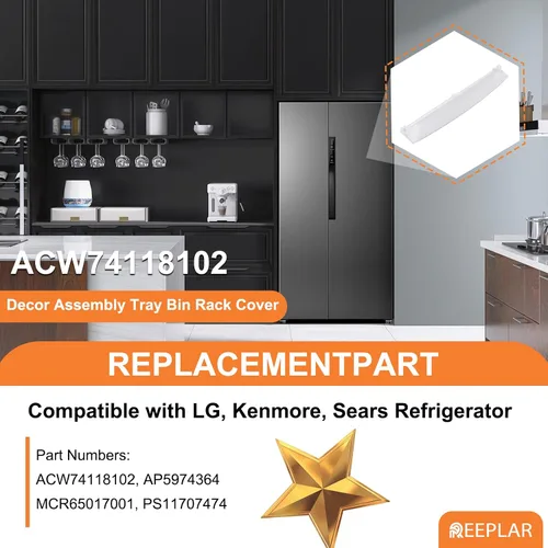Vista 4 de ACW74118102 - Bandeja de montaje decorativa de repuesto directo para LG, Kenmore, refrigerador Sears, número de pieza ACW74118102 reemplaza