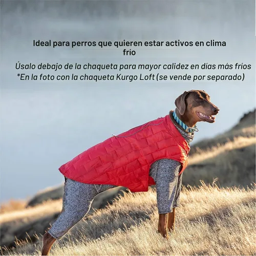 Vista 4 de Kurgo Stowe - Capa base - Ropa cómoda para mascotas para clima frío - Ajuste cómodo y transpirable - Peto para perros con doble cremallera