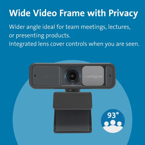 Vista 3 de Kensington Cámara web W2050 Pro 1080p Auto Focus Pro con micrófono estéreo dual para videoconferencias, control de software, obturador
