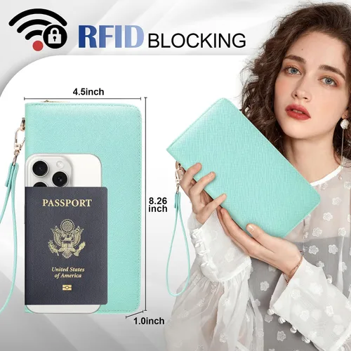 Vista 94 de Chelmon - Monedero para mujer de cuero genuino con bloqueo de señal RFID, para tarjetas de crédito