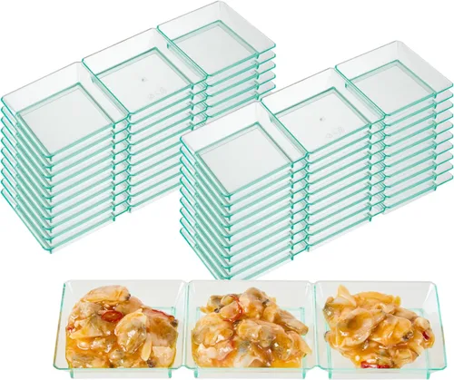 Vista 18 de Restaurantware Bandejas de salsa de 7.5 x 2.5 pulgadas, 100 platos desechables divididos para servir, tapas se venden por separado, de plástico Negro