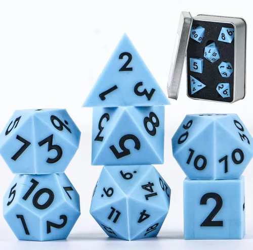 Vista 7 de DND - Juego de dados de borde afilado, 7 piezas de dados poliédricos DND con exquisito embalaje de caja de hoja, ideal para juegos de rol
