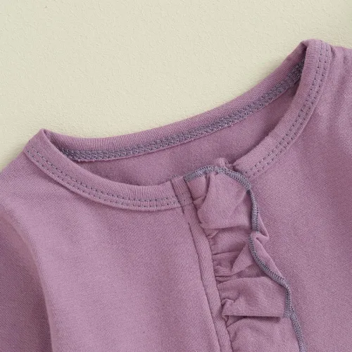 Vista 6 de Merqwadd Pijama con cremallera para bebé, paquete de 3 unidades, con volantes, ropa de algodón para llegar a casa