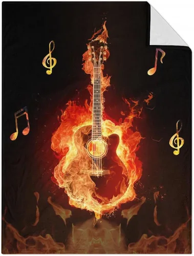 Vista 13 de Mercuryelf Manta de guitarra, suave, mullida y cálida, manta pequeña de 30 x 40 pulgadas para regazo y cuna, regalo para los amantes de la guitarra