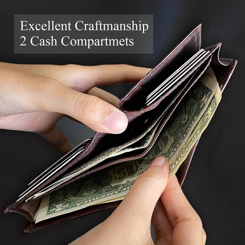 Vista 4 de Alligator Custom Bifold Leather Wallet Men Crocodile Hornback Bespoke Wallet RFID bloqueo doble cara regalo para él, Vertical-marrón oscuro, Vintage