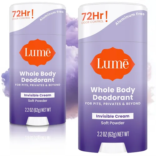 Vista 17 de Lume Desodorante para Todo el Cuerpo - Barra de Crema Invisible - Control de Olor por 72 Horas - Sin Aluminio, Sin Bicarbonato de Sodio, Seguro