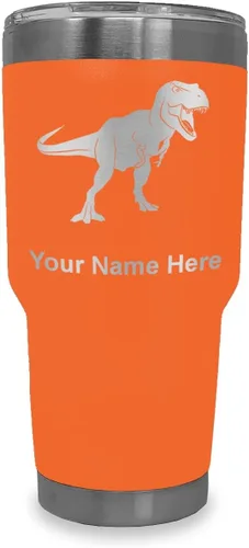 Vista 14 de LaserGram Vaso aislado al vacío de 20 onzas, dinosaurio Tiranosaurio Rex, grabado personalizado incluido (negro)