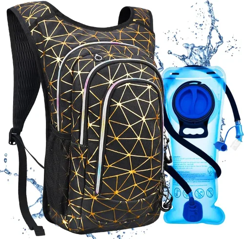 Vista 10 de Hydration Backpack, Festival Rave Hydration Pack, Water Backpack with 2L Hydration Bladder, Rave Backpack Hydration Pack Hydropack Hydro for Hiking
