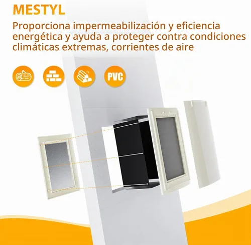 Vista 6 de mestyl Puerta para perro para pared, puerta de mascotas, puerta para perro con túnel ajustable, doble solapas magnéticas y paneles de bloqueo