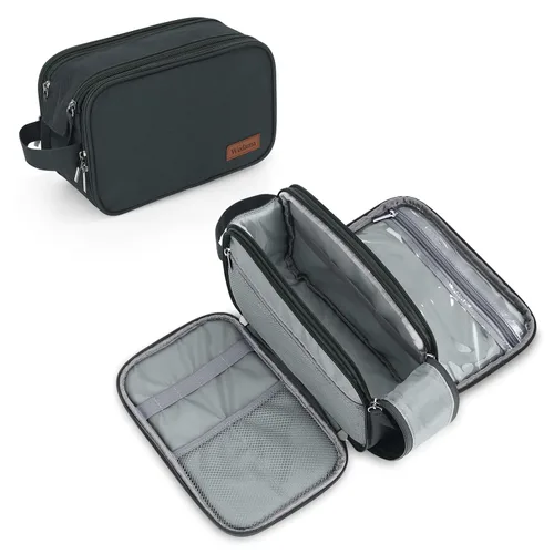 Vista 10 de Wedama Neceser de viaje para hombres, bolsa de aseo de viaje de mano, Negro -, L, Neceser