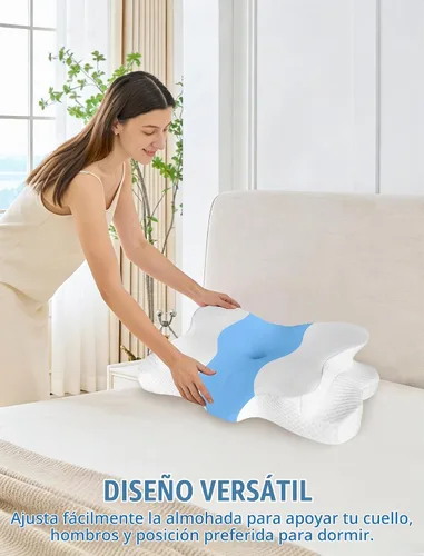 Vista 8 de DISSA Almohada cervical cervical para dormir de lado, almohada ergonómica de espuma viscoelástica con soporte ortopédico ajustable para el cuello