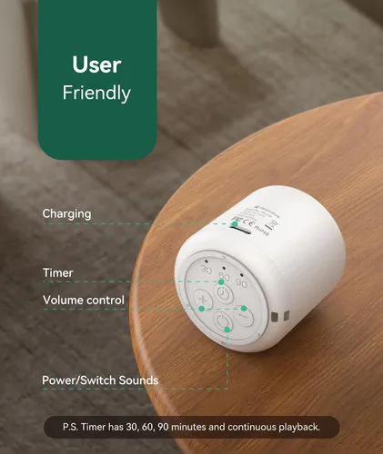 Vista 7 de Máquina de Sonido de Ruido Blanco – Sonido Portátil para Dormir, Máquina de Sonido de Viaje para Bebés y Adultos, 16 Sonidos de la Naturaleza