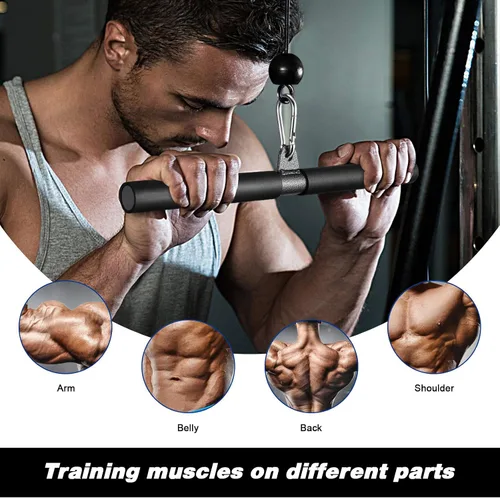 Vista 2 de WINOMO Barra recta giratoria de bricolaje, accesorios para máquina de pesas, barra de tracción de bíceps para gimnasio en casa, ejercicio, espalda