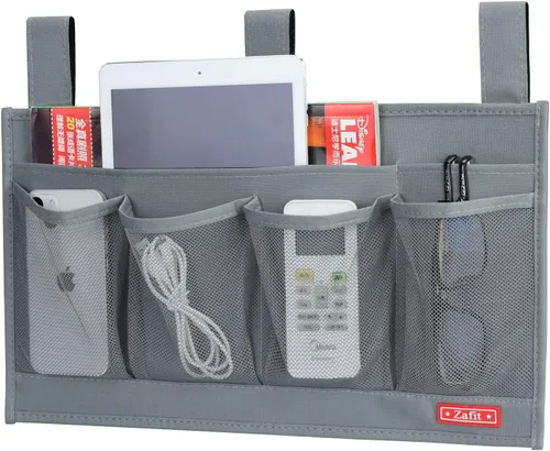 Vista 15 de Zafit Organizador colgante para mesita de noche, organizador de almacenamiento para revistas, teléfono, control remoto (4 bolsillos, negro)