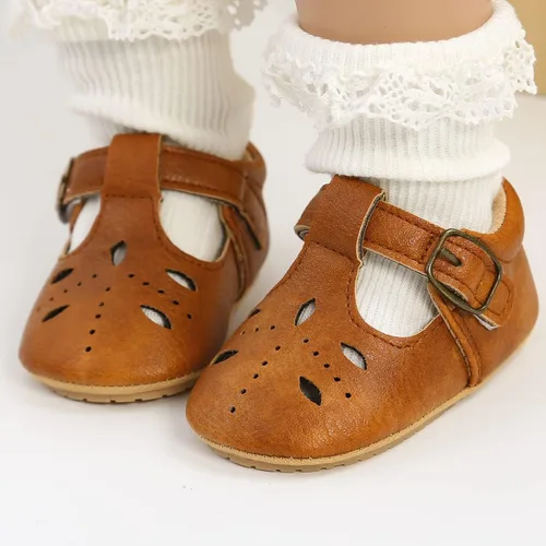 Vista 3 de QWZban Zapatos planos Mary Jane para bebés y niñas con Bownot, suela suave, suela suave, piel sintética, recién nacidos, primeros pasos, para fiesta