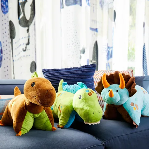 Vista 4 de Pillow Pets Dinosaurio azul Triceratops, juguete de peluche de 18 pulgadas