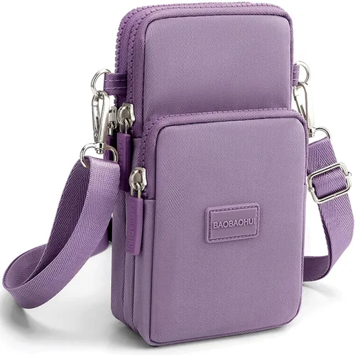 Vista 28 de YINHEXI Bolsos cruzados pequeños para mujer, a la moda, mini compartimento triple para teléfono celular, monederos cruzados Negro