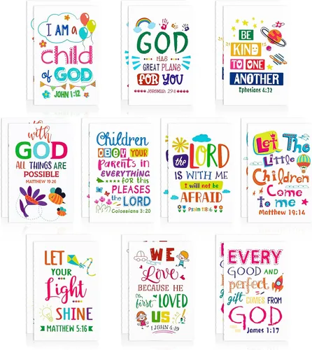 Vista 8 de Bloc de notas de versículo bíblico para niños, 20 cuadernos inspiradores a granel para fin de año, mini coloridos escrituras cristianas, blocs