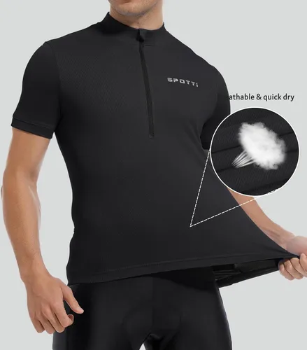 Vista 4 de Spotti Playera de manga corta para ciclismo de hombre con 3 bolsillos traseros, transpirable, secado rápido