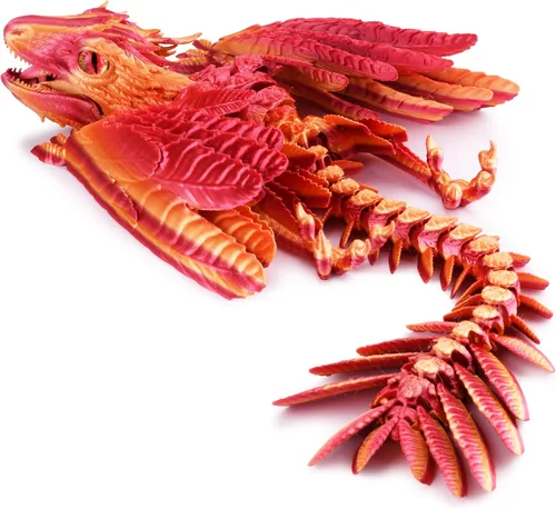 Vista 12 de Guwewu Wyvern Emplumado, Dragón Fidget Articulado Impreso en 3D - Azurewing