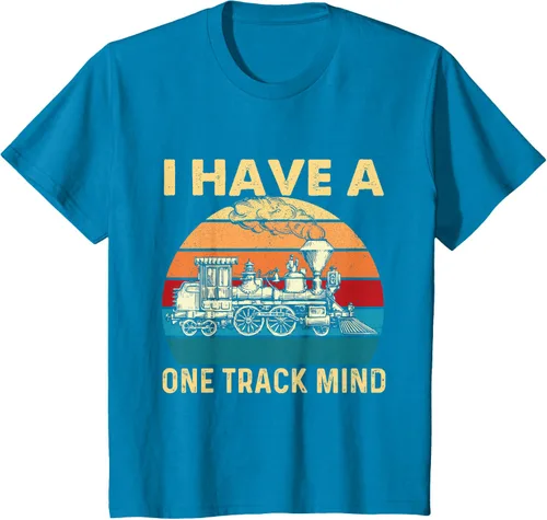 Vista 46 de Camiseta con texto en inglés "I Have A One Track Mind - Trainspotter Model Train Railroad, Negro, S