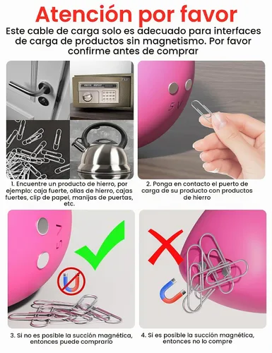 Vista 2 de Cable de carga magnético USB de repuesto para varita masajeador juguetes recargables (0.31 pulgadas)