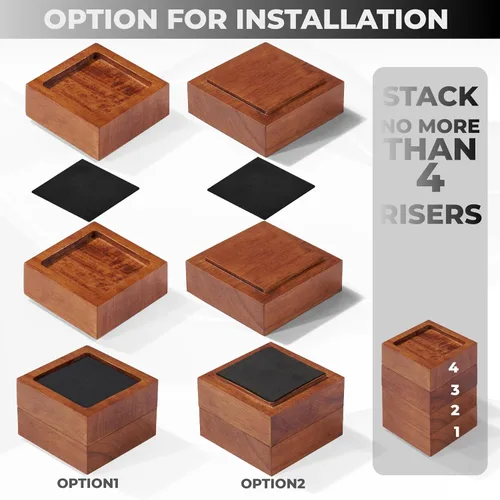 Vista 3 de Elevadores de cama (juego de 8) elevadores de muebles de 1 pulgada, 2 o 3 pulgadas, elevadores de madera natural maciza para cama, muebles, mesa
