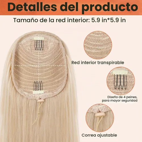 Vista 5 de SEIKEA Extensión versátil de cola de caballo con cordón, 18 pulgadas de largo, ondulado, con clip de varias capas, extensiones de cabello de cola