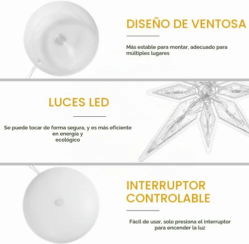 Vista 7 de Uonlytech Luz de ventana de estrella de Navidad, luces LED de estrella colgantes de Navidad con ventosa, funciona con pilas, luz de estrella