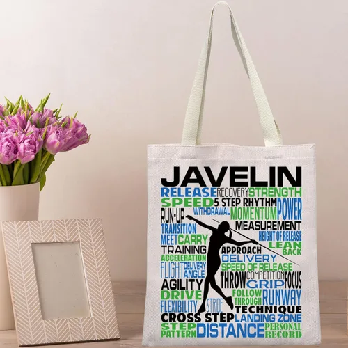Vista 6 de BWWKTOP Javelin Throwers Tote Bag Javelin Lanzadores Regalos de Lanzamiento de Pista y Campo Regalos Javelin Atletas Bolso de hombro