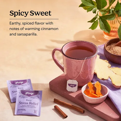 Vista 4 de Yogi Tea Kava - Té para aliviar el estrés, 16 bolsas de té por paquete (4 paquetes), hecho con té relajante orgánico, sin cafeína, incluye cápsula