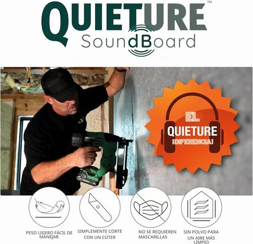 Vista 4 de Paneles acústicos Quieture Soundboard – Tableros de fibra absorbentes de sonido para insonorización e aislamiento térmico – Ideales para paredes