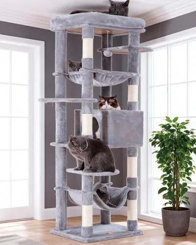 Vista 19 de Heybly Árbol para Gatos para Gatos Grandes de 20 libras de Servicio Pesado, Torre para Gatos XXL de 60 pulgadas para Gatos de Interior, Condominio