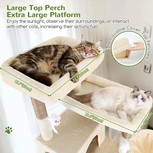 Vista 3 de Globlazer Árbol para gatos resistente, árbol para gatos extra grande de 81 pulgadas para gatos de interior y adultos, torre resistente para gatos