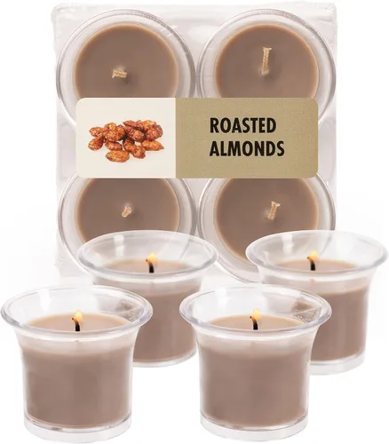 Vista 9 de HYOOLA Clear Cup Velas votivas perfumadas – Citronela – 12 horas de tiempo de combustión – Paquete de 4 – Fabricado en Europa Amarillo Citronela
