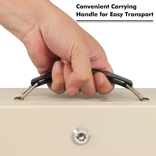 Vista 6 de KYODOLED Caja de documentos ignífuga con cerradura de llave, caja de almacenamiento grande para objetos de valor, caja de seguridad para pasaporte