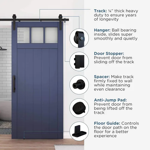 Vista 7 de National Hardware N700-003 Kit clásico para puerta de granero interior, negro mate, 72 pulgadas