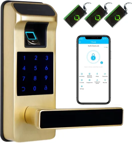 Vista 9 de Cerradura inteligente para puerta, resistente 5 en 1, cerradura de puerta de entrada sin llave, bloqueo de teclado digital con control completo