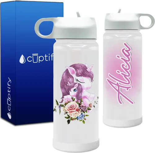Vista 8 de Cuptify Botella de agua personalizada de unicornio con tapa y funda protectora de silicona, regalo personalizado para niñas que creen en la magia