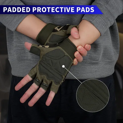Vista 5 de Guantes sin dedos Fioretto para Airsoft, tiro, medio dedo, caza, senderismo, ciclismo, conducción, motocicleta, escalada, guantes de trabajo M210603