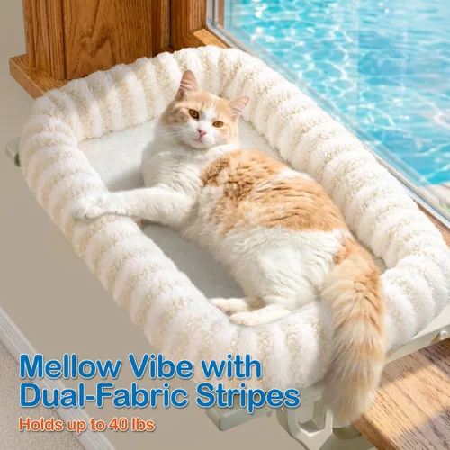 Vista 2 de Zakkart Mellow - Hamaca completa para gatos para alféizar de ventana Beige