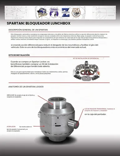 Vista 3 de Spartan Locker para Dana 44 diferencial con 19 spline count, incluye eje de pasador cruzado resistente
