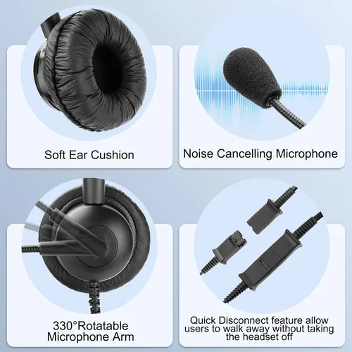 Vista 7 de MKJ Auriculares para teléfonos Cisco Dual Ear Landline Headset con micrófono de cancelación de ruido para teléfono Cisco CP-7821 7841 7941G 7942G