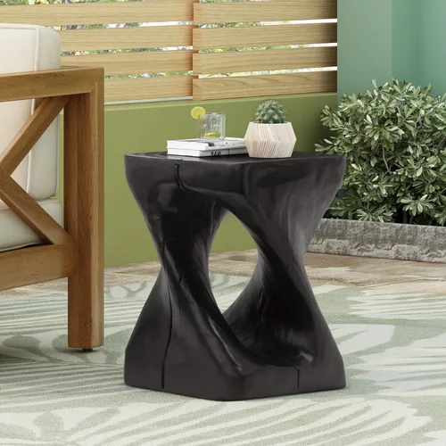 Vista 3 de WILLIAMSPACE Mesa de café lateral pequeña con forma de giro única, mesa de acento final moderna para sofá de sala de estar, estilo retro de granja