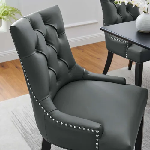 Vista 5 de Regent - Silla de comedor de cuero vegano copetudo en color gris